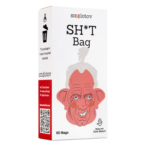 Kennedizine SH*T Bag box, front three-quarter view — 60 plant-based dog waste bags