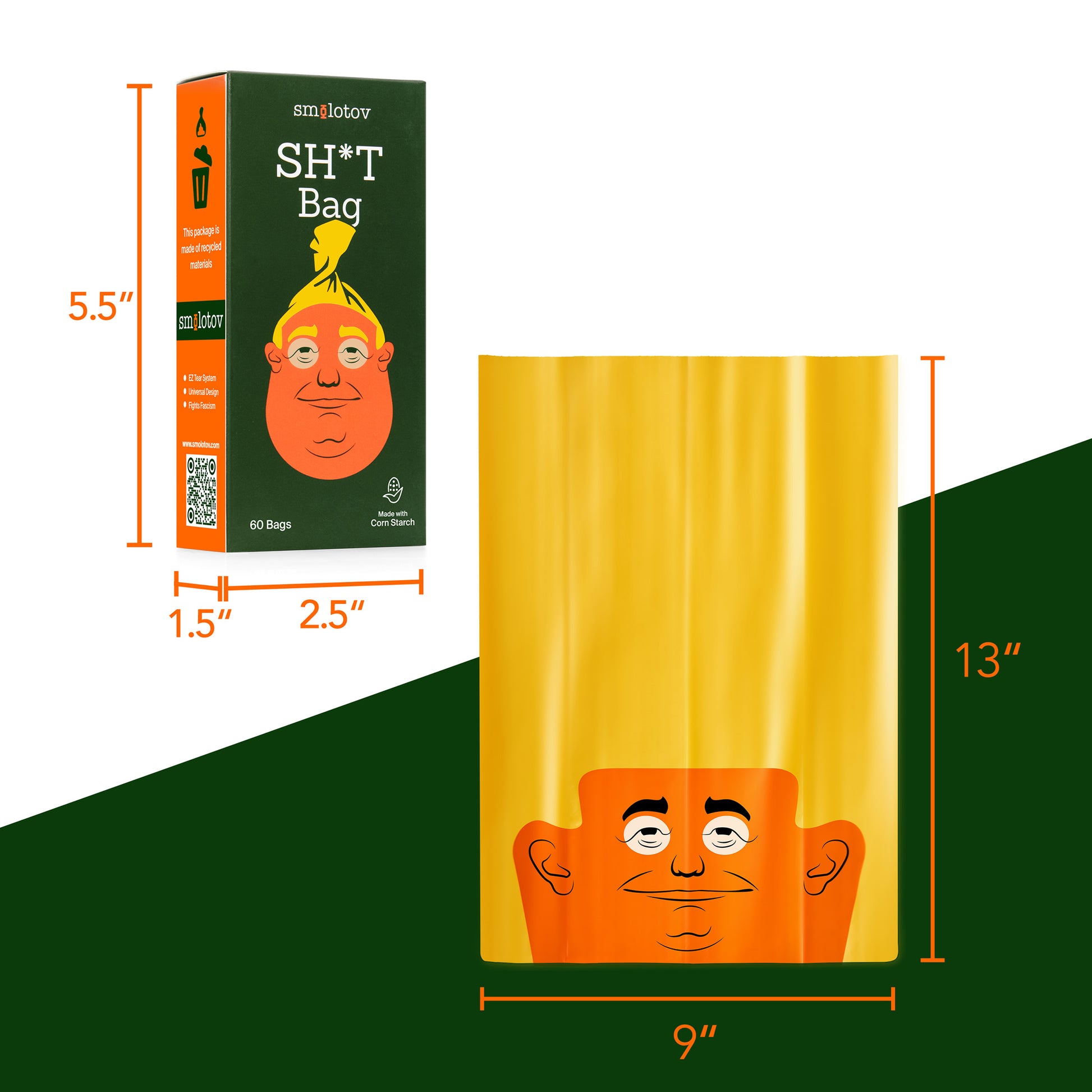 Smolotov Premium Unscented Leakproof Pet Waste Bags - Stable Genius /s