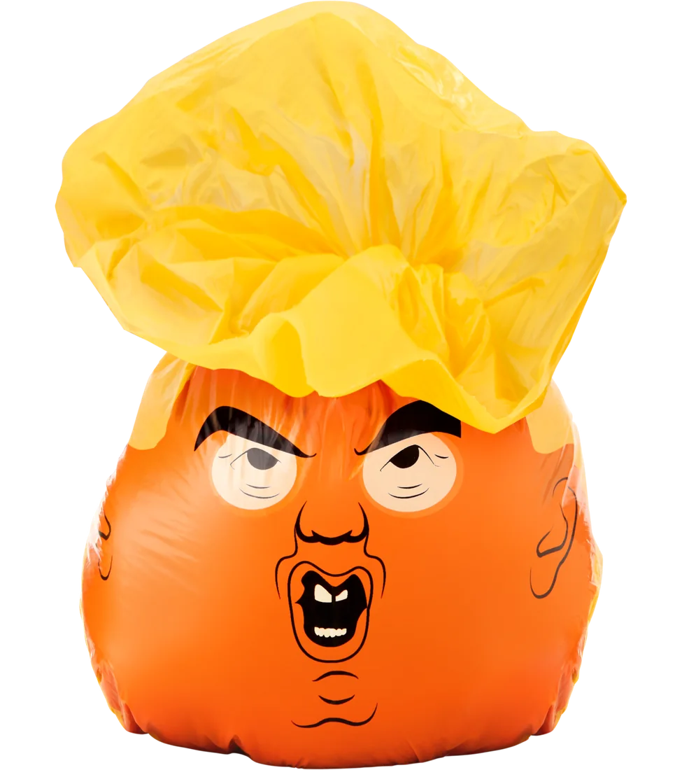 Stable Genius, face Nº 1: mid-shout, one eye squinting.